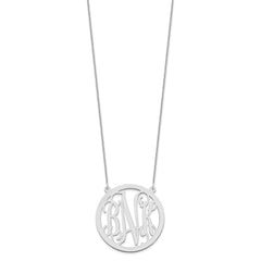 14k White Gold Large Round Monogram Necklace