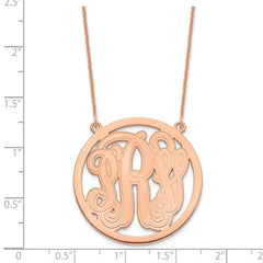 14k Rose Gold Large Etched Monogram Circle Necklace