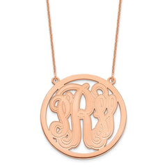 14k Rose Gold Large Etched Monogram Circle Necklace