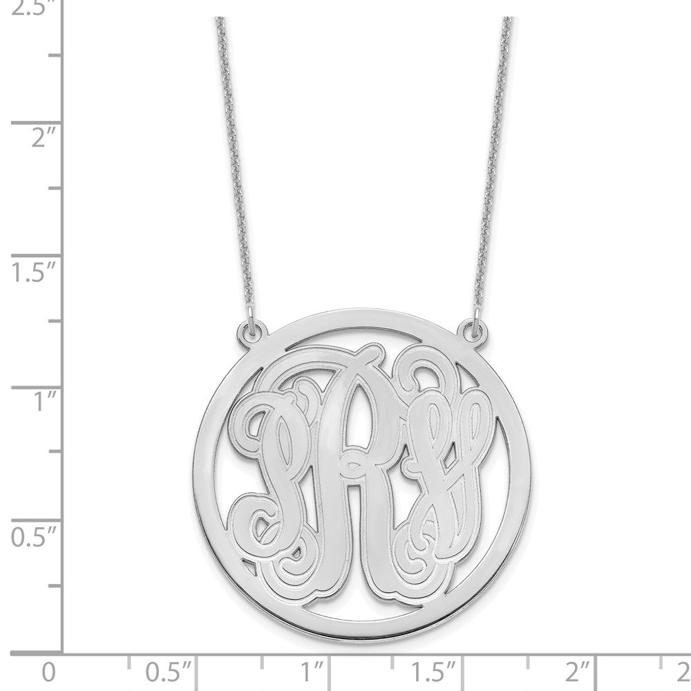 14KW Large Etched Monogram Circle Necklace