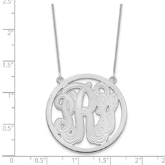 14KW Large Etched Monogram Circle Necklace