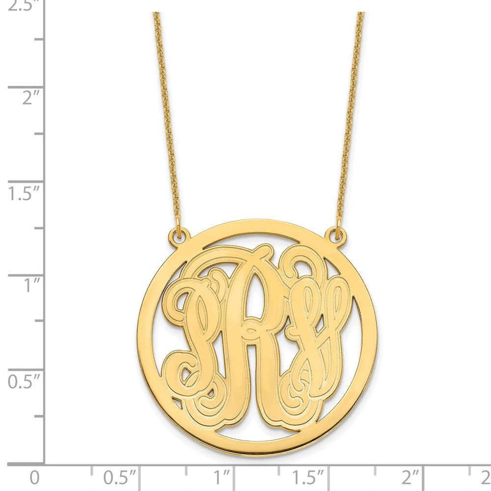 14KY Large Etched Monogram Circle Necklace