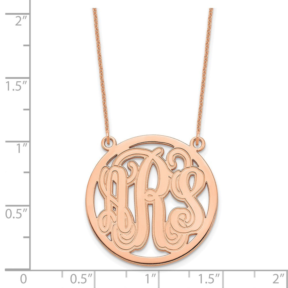 14k Rose Gold Etched Round Monogram Necklace