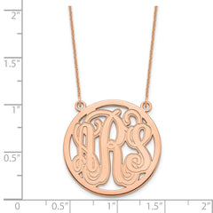 14k Rose Gold Etched Round Monogram Necklace