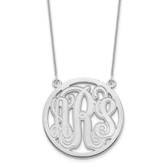 10k White Gold Etched Round Monogram Necklace