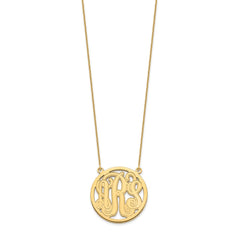 14k Yellow Gold Etched Round Monogram Necklace