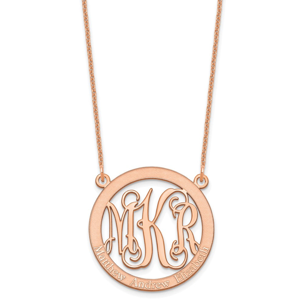 14k Rose Gold Small Family Monogram Necklace