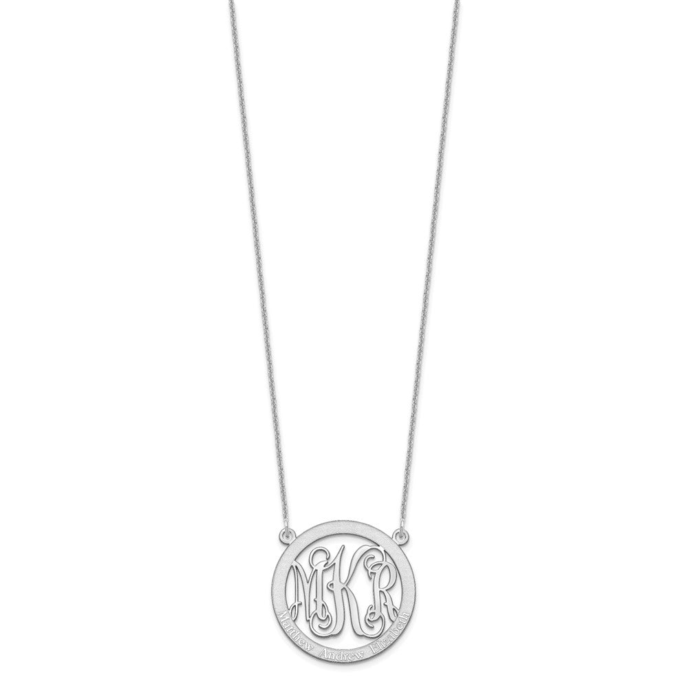 14k White Gold Small Family Monogram Necklace