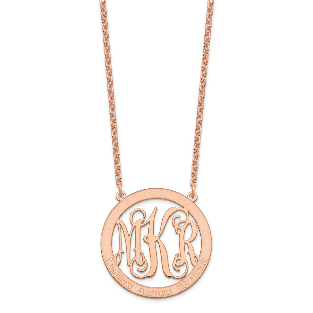 Sterling Silver/Rose-plated Large Family Monogram Necklace