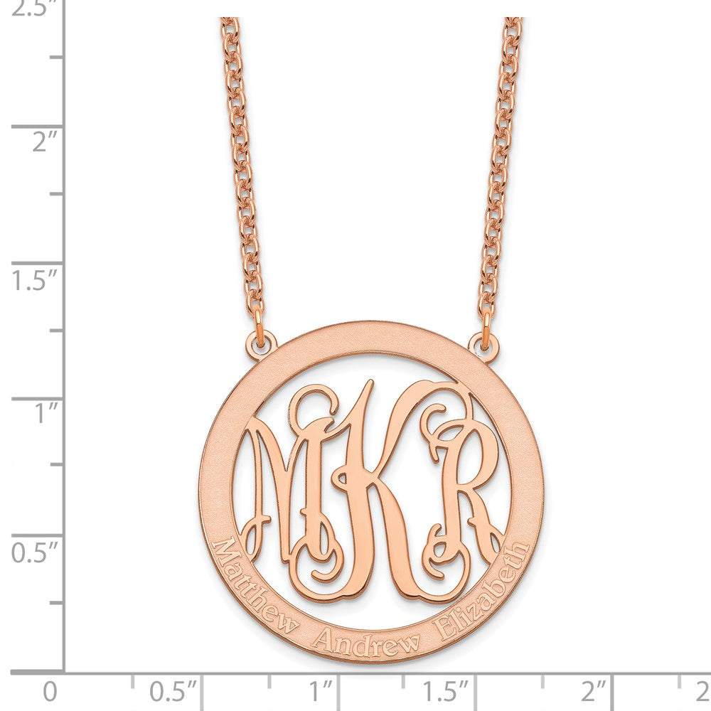 Sterling Silver/Rose-plated Large Family Monogram Necklace