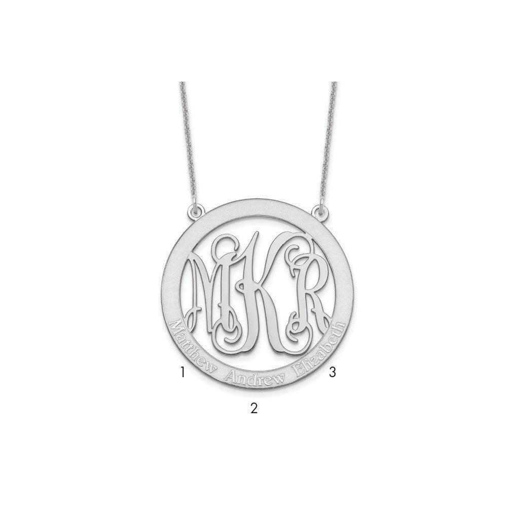 10k White Gold Large Family Monogram Necklace