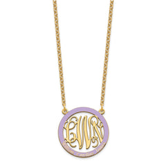 SS/Gold-plated Small  Family Monogram w/Epoxy Necklace