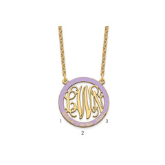 SS/Gold-plated Small  Family Monogram w/Epoxy Necklace