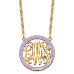 SS/Gold-plated Small  Family Monogram w/Epoxy Necklace