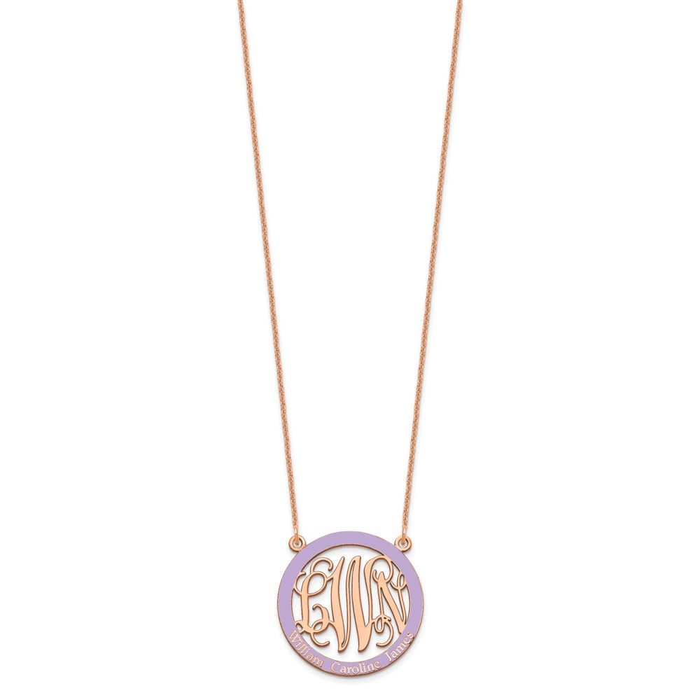 14k Rose Gold Small  Family Monogram w/Epoxy Necklace