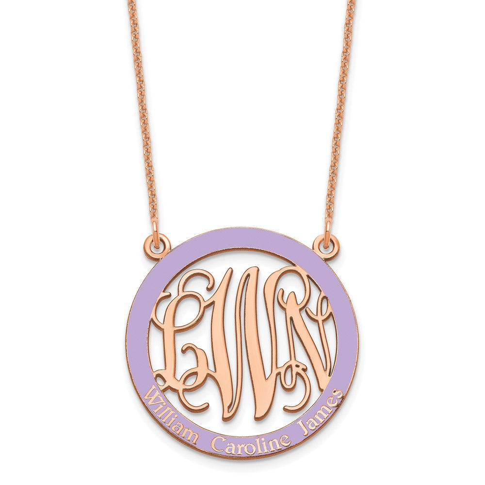 14k Rose Gold Small  Family Monogram w/Epoxy Necklace