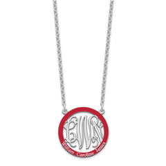 SS/Rhodium-plated Small  Family Monogram w/Epoxy Necklace