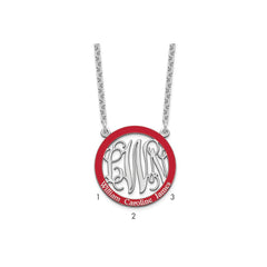 SS/Rhodium-plated Small  Family Monogram w/Epoxy Necklace