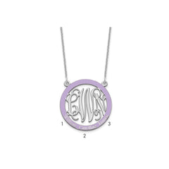 14k White Gold Small  Family Monogram w/Epoxy Necklace