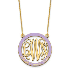 14k Yellow Gold Small  Family Monogram w/Epoxy  Necklace