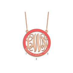 14k Rose Gold Large  Family Monogram w/Epoxy Necklace