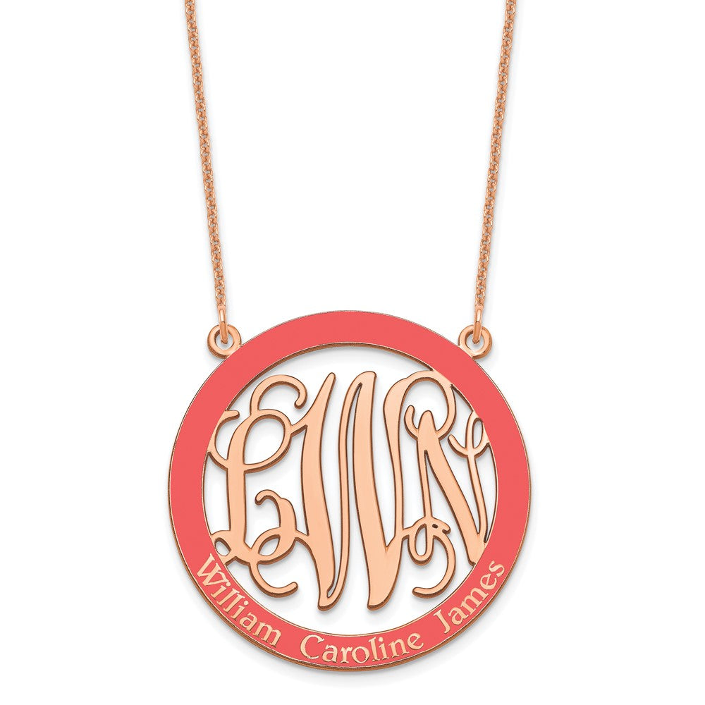 14k Rose Gold Large  Family Monogram w/Epoxy Necklace