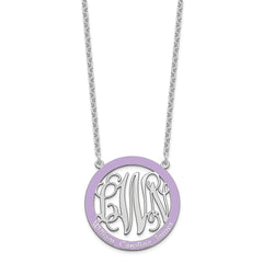 SS/Rhodium-plated Large  Family Monogram w/Epoxy Necklace