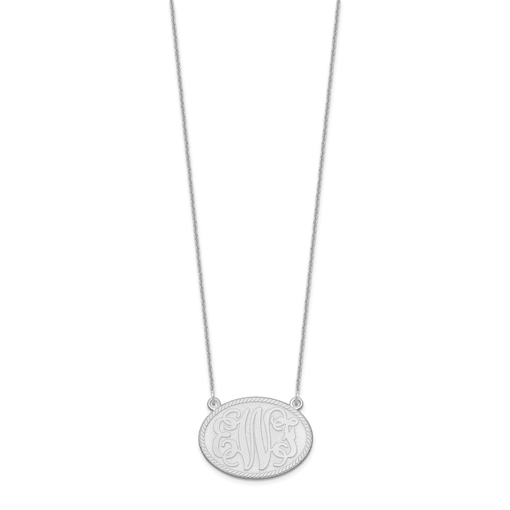 14k White Gold Brushed Monogram Necklace