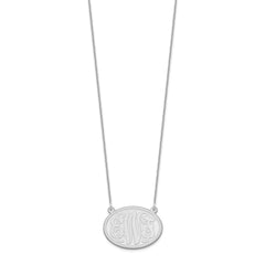 14k White Gold Brushed Monogram Necklace