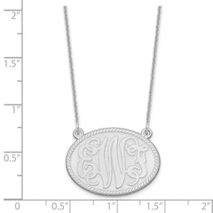 14k White Gold Brushed Monogram Necklace