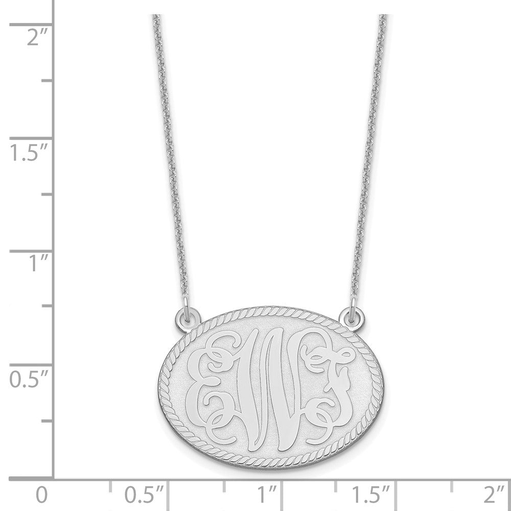 10k White Gold Brushed Monogram Necklace