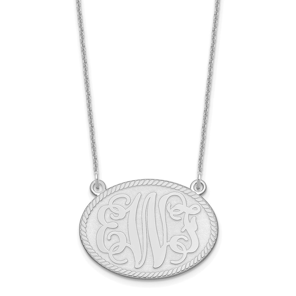 10k White Gold Brushed Monogram Necklace