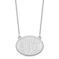 10k White Gold Brushed Monogram Necklace