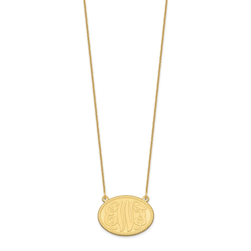 14k Yellow Gold Brushed Monogram Necklace