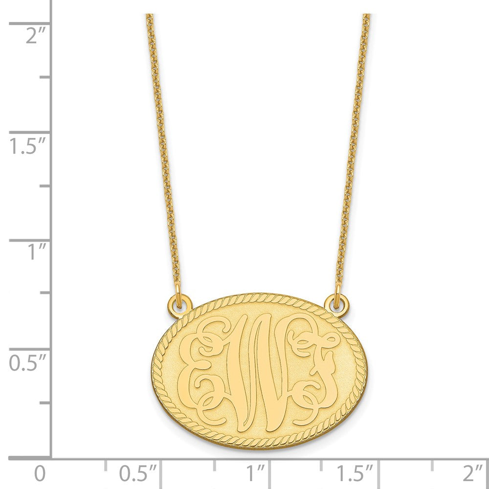 14k Yellow Gold Brushed Monogram Necklace