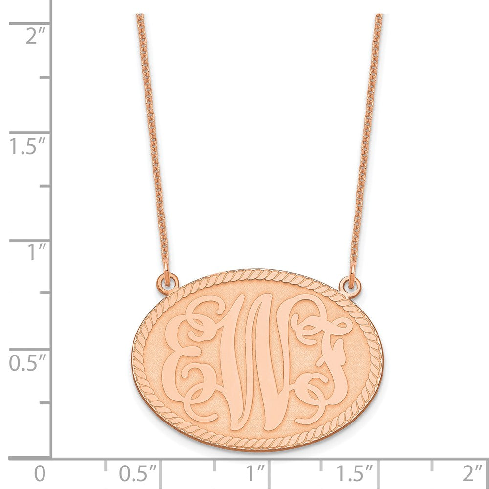 14K Rose Gold Large Brushed Monogram Necklace