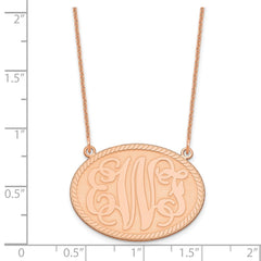 14K Rose Gold Large Brushed Monogram Necklace