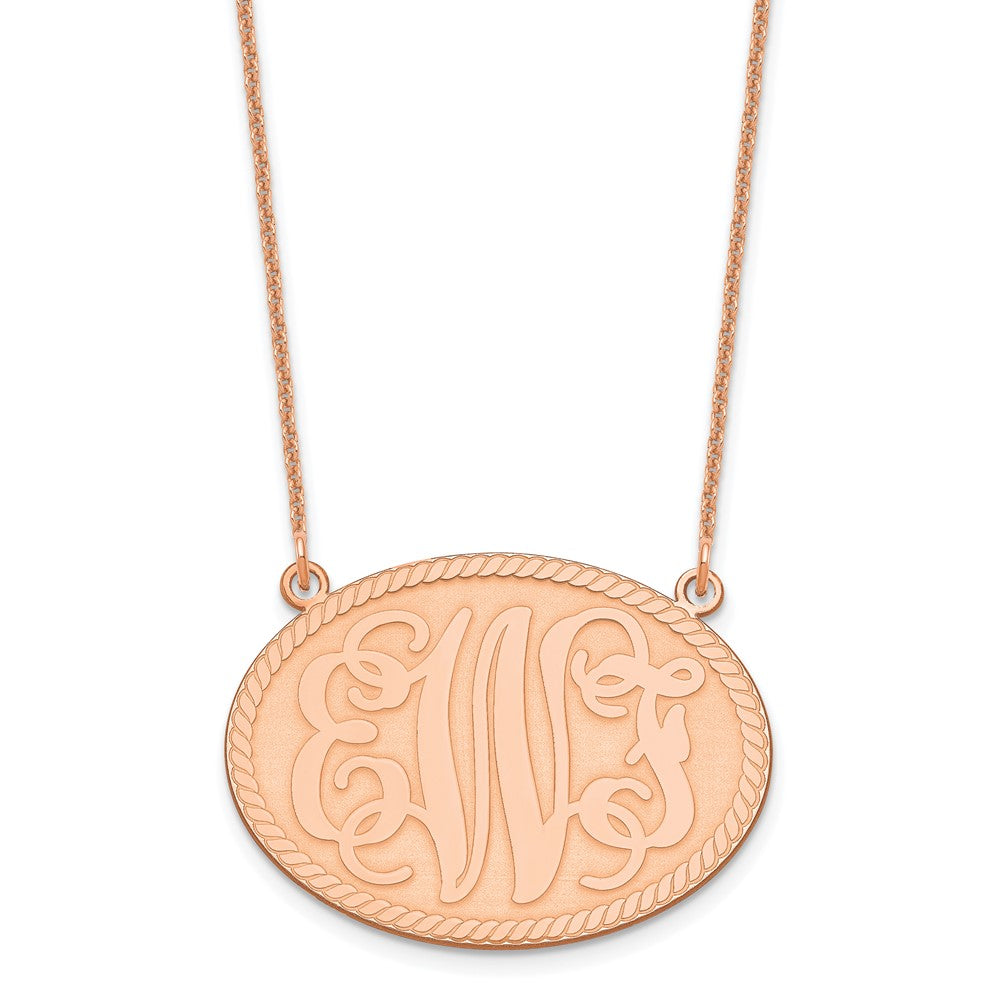14K Rose Gold Large Brushed Monogram Necklace