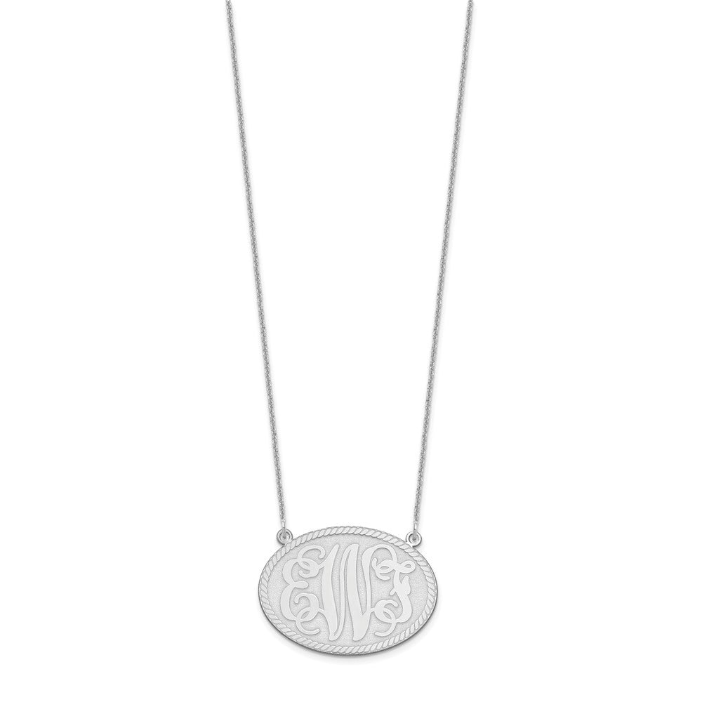 14KW Large Brushed Monogram Necklace