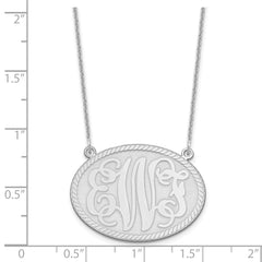 14KW Large Brushed Monogram Necklace