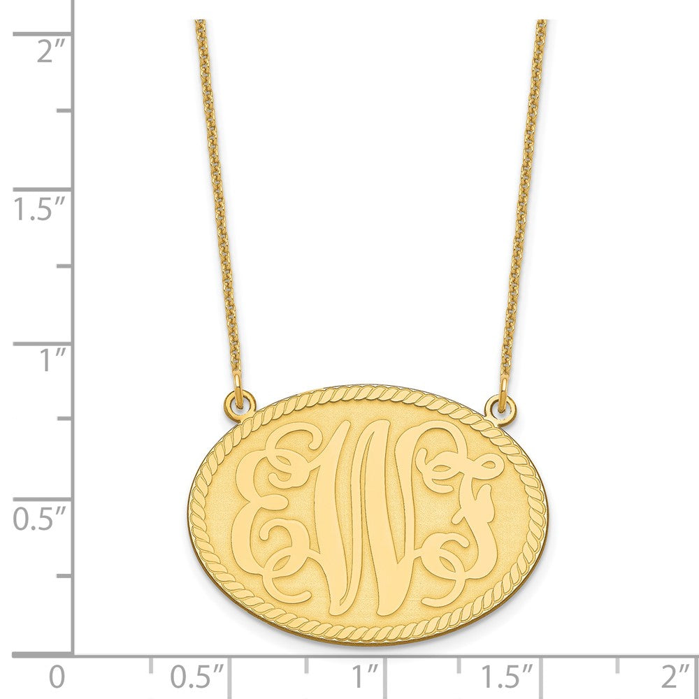 14KY Large Brushed Monogram Necklace