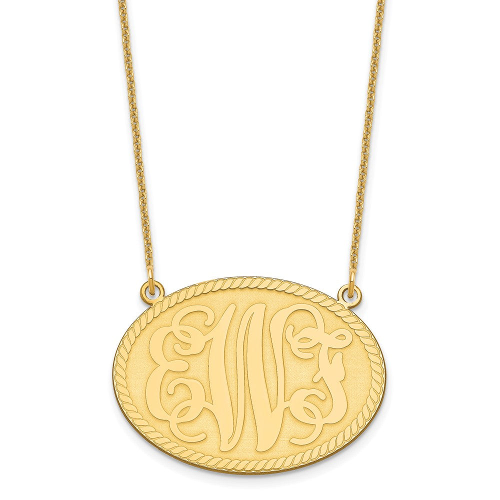14KY Large Brushed Monogram Necklace