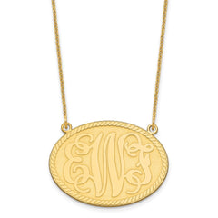 14KY Large Brushed Monogram Necklace