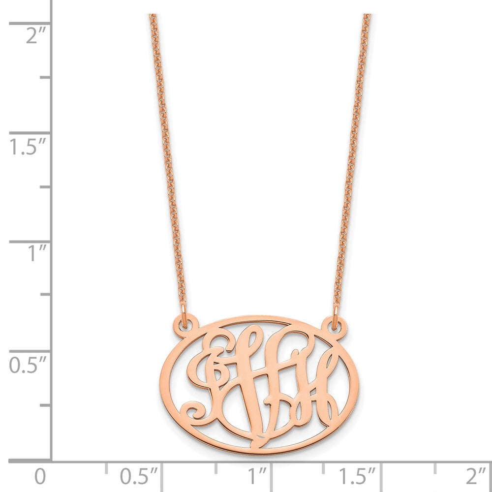 14k Rose Gold Oval Monogram Necklace