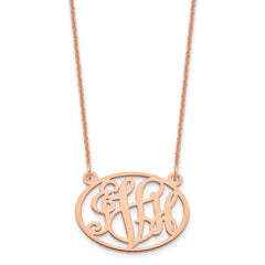 14k Rose Gold Oval Monogram Necklace