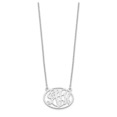 Sterling Silver/Rhodium-plated Oval Monogram Necklace