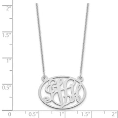 14k White Gold Oval Monogram Necklace