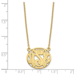 Sterling Silver/Gold-plated Etched Oval Monogram Necklace