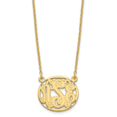 Sterling Silver/Gold-plated Etched Oval Monogram Necklace