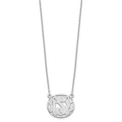Sterling Silver/Rhodium-plated Etched Oval Monogram Necklace